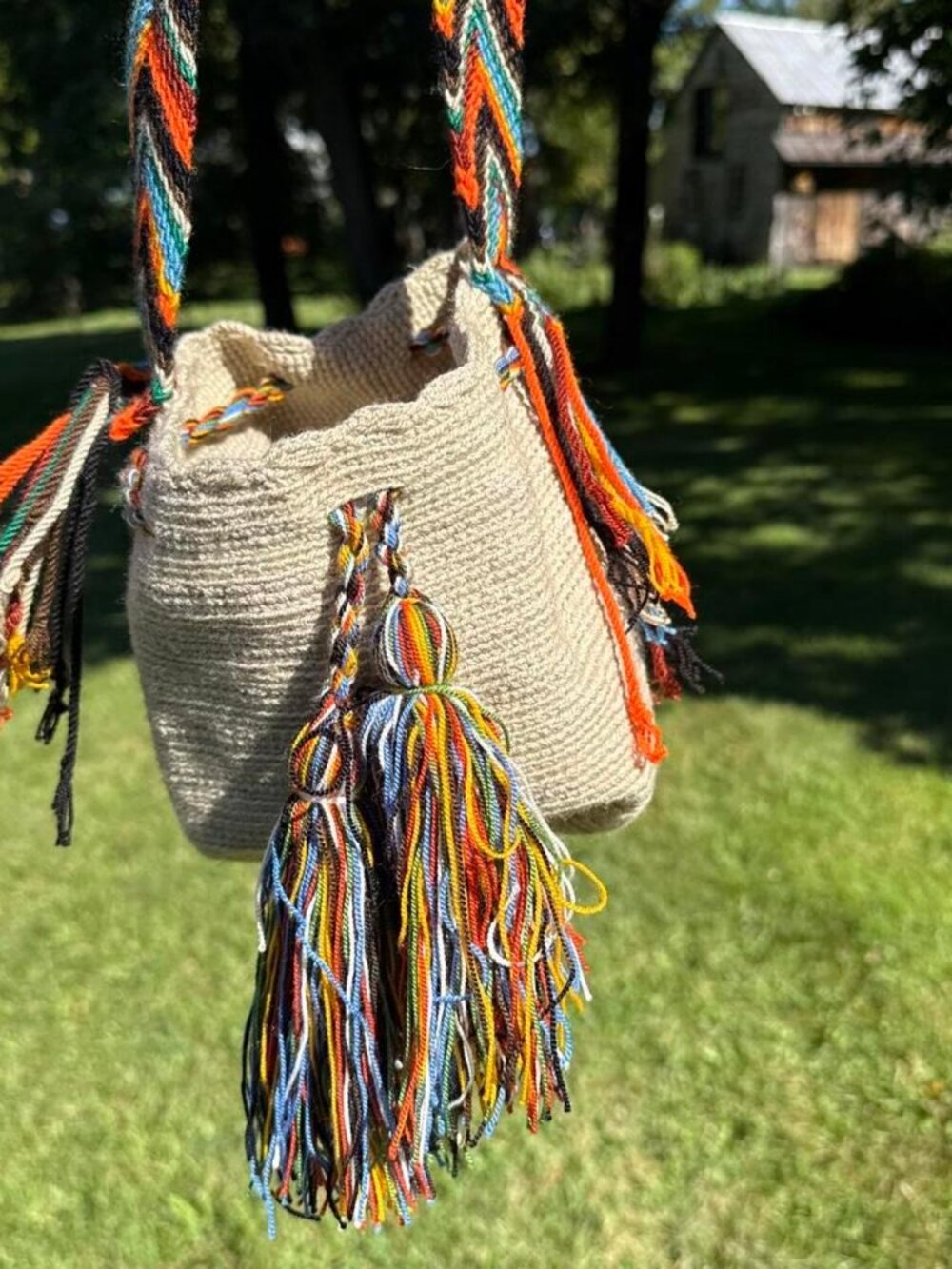 Multicolored Colombian Wayuu Bucket Bag